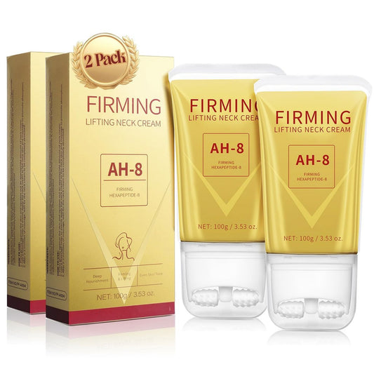 Mtmult AH-8 Festigende Halscreme mit Roller-Applikator – Anti-Aging Halsstraffung gegen schlaffe Haut & Fältchen – Feuchtigkeitsspendend für trockene Winterhaut – Für Damen & Herren (2er-Pack)