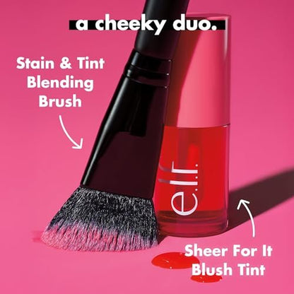 e.l.f. Stain & Tint Mischpinsel – Flüssiger Rougepinsel für gleichmäßiges Verblenden & ebenmäßigen Teint – Synthetische Borsten, vegan & tierversuchsfrei