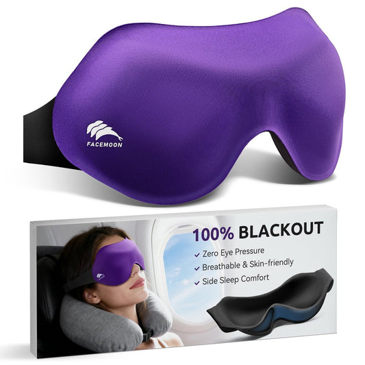 Schlafmaske für Seitenschläfer: 3D-Konturierte Augenmaske mit Memory-Schaum – Flugreise-Essential, Druckfreie Lichtblockade für Frauen – Weiche Nachtmaske für lange Flüge (Lila)