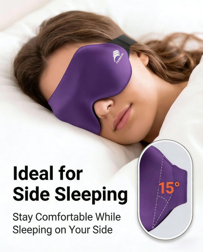 Schlafmaske für Seitenschläfer: 3D-Konturierte Augenmaske mit Memory-Schaum – Flugreise-Essential, Druckfreie Lichtblockade für Frauen – Weiche Nachtmaske für lange Flüge (Lila)