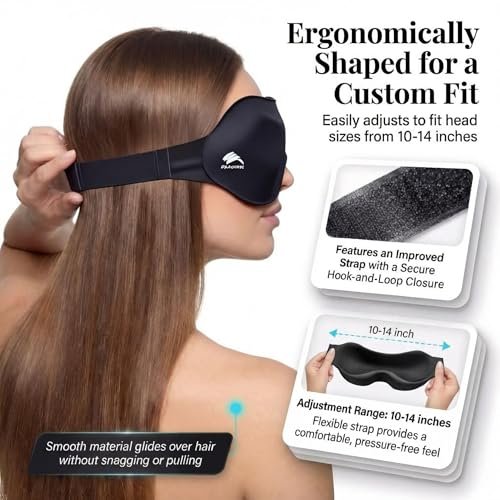 Schlafmaske für Seitenschläfer: 3D-Konturierte Augenmaske mit Memory-Schaum – Flugreise-Essential, Druckfreie Lichtblockade für Frauen – Weiche Nachtmaske für lange Flüge (Lila)