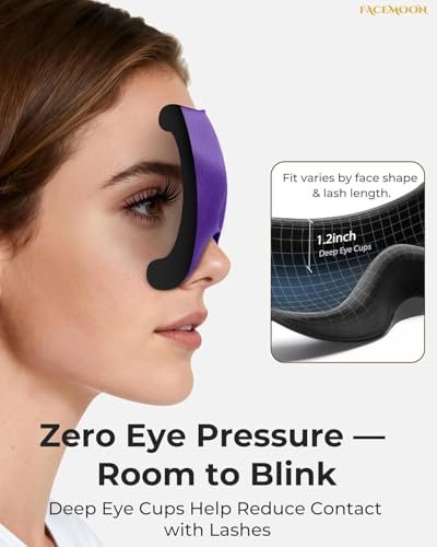 Schlafmaske für Seitenschläfer: 3D-Konturierte Augenmaske mit Memory-Schaum – Flugreise-Essential, Druckfreie Lichtblockade für Frauen – Weiche Nachtmaske für lange Flüge (Lila)