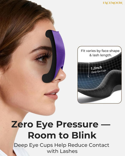 Schlafmaske für Seitenschläfer: 3D-Konturierte Augenmaske mit Memory-Schaum – Flugreise-Essential, Druckfreie Lichtblockade für Frauen – Weiche Nachtmaske für lange Flüge (Lila)