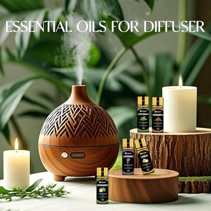 Ätherische Öle Set, 12 Stück reine ätherische Öle für Diffuser, Luftbefeuchter, Hautpflege, Massage, Duftöl für DIY Kerzen und Seifenherstellung, Geschenk für Freunde