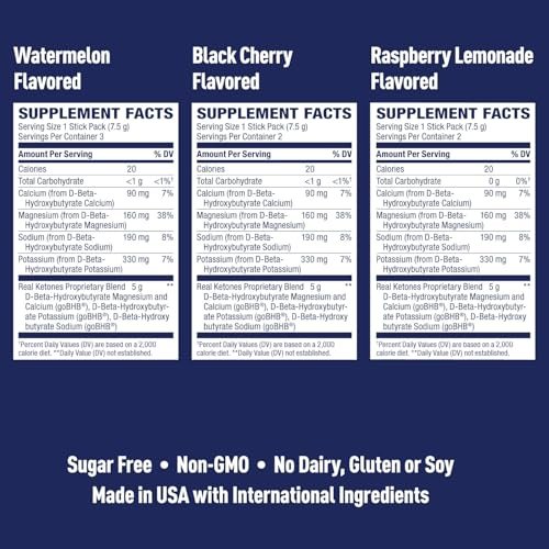 Real Ketones BHB Exogene Keton Drink Mix Pack – Keto Elektrolyte Pulver, kein Zucker, mit 4 Hauptfasten-Elektrolyten plus hydratisierendem patentiertem Keto BHB – 7er Pack Varianten