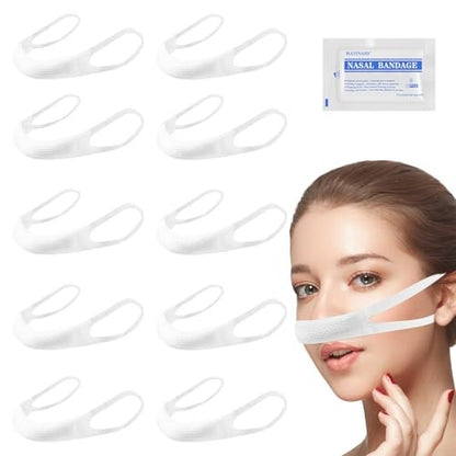 Elastische Nasenbandage, Nasenverbandhalter, einzeln verpackt für die Erholung nach Rhinoplastik & Septoplastik, externer atmungsaktiver Nasenschutz mit hoher Saugfähigkeit (10 Stück, Weiß)