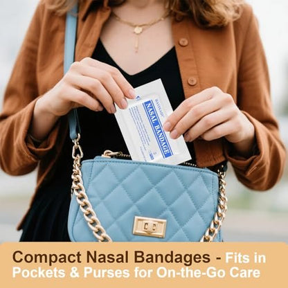 Elastische Nasenbandage, Nasenverbandhalter, einzeln verpackt für die Erholung nach Rhinoplastik & Septoplastik, externer atmungsaktiver Nasenschutz mit hoher Saugfähigkeit (10 Stück, Weiß)