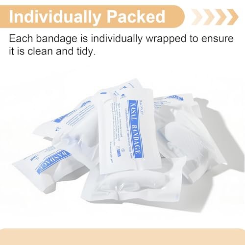 Elastische Nasenbandage, Nasenverbandhalter, einzeln verpackt für die Erholung nach Rhinoplastik & Septoplastik, externer atmungsaktiver Nasenschutz mit hoher Saugfähigkeit (10 Stück, Weiß)