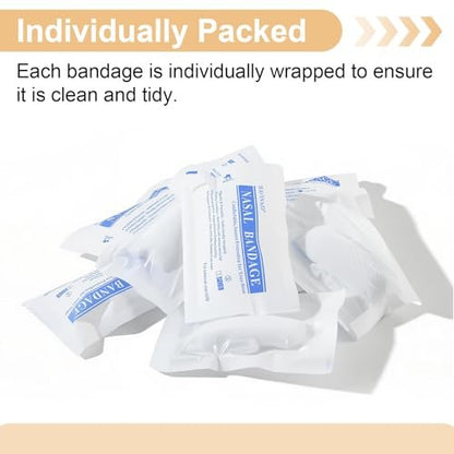 Elastische Nasenbandage, Nasenverbandhalter, einzeln verpackt für die Erholung nach Rhinoplastik & Septoplastik, externer atmungsaktiver Nasenschutz mit hoher Saugfähigkeit (10 Stück, Weiß)