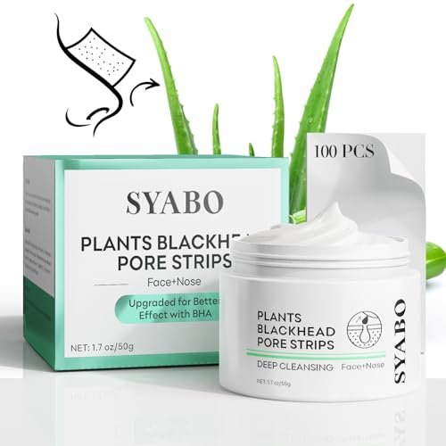 SYABO 2.0 Nose Pore Strips, Mitesserentferner-Maske mit Salicylsäure für das Gesicht, verbesserte Tiefenreinigung Peel-Off-Maske mit 100 Stück Nasen-Mitesser-Entferner-Streifen (1,7 Unzen)