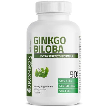 Bronson Ginkgo Biloba Extra Stark – Unterstützt Gehirnfunktion und Gedächtnis, 90 vegane Kapseln