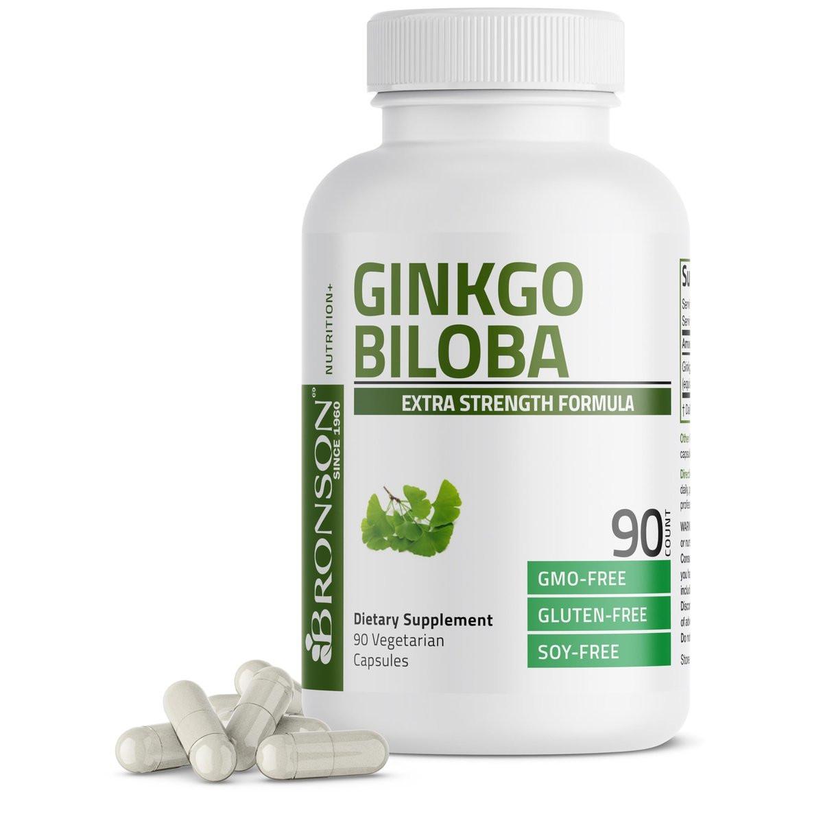 Bronson Ginkgo Biloba Extra Stark – Unterstützt Gehirnfunktion und Gedächtnis, 90 vegane Kapseln