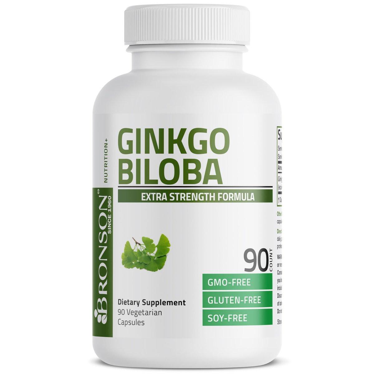 Bronson Ginkgo Biloba Extra Stark – Unterstützt Gehirnfunktion und Gedächtnis, 90 vegane Kapseln