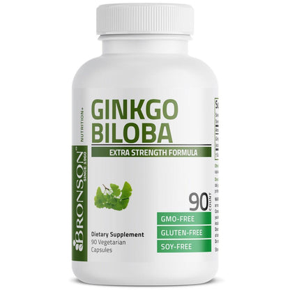 Bronson Ginkgo Biloba Extra Stark – Unterstützt Gehirnfunktion und Gedächtnis, 90 vegane Kapseln