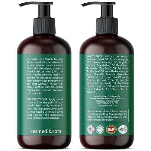 Muskelschmerz-Massageöl mit Arnika, Eukalyptus & Teebaumöl – Tiefenwirksame Muskelentspannung, Regeneration & Anti-Cellulite – 2er-Pack (2x 240 ml)