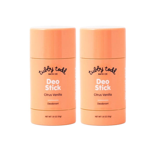 TUBBY TODD Deo Stick - Kinder Deodorant - Aluminiumfrei, Backpulverfrei, Citrus Vanille Deodorant für empfindliche Haut - Geruchsschutz mit Tapiokastärke & Magnesium - Sicher für Kinder & Tweens - 2er Pack