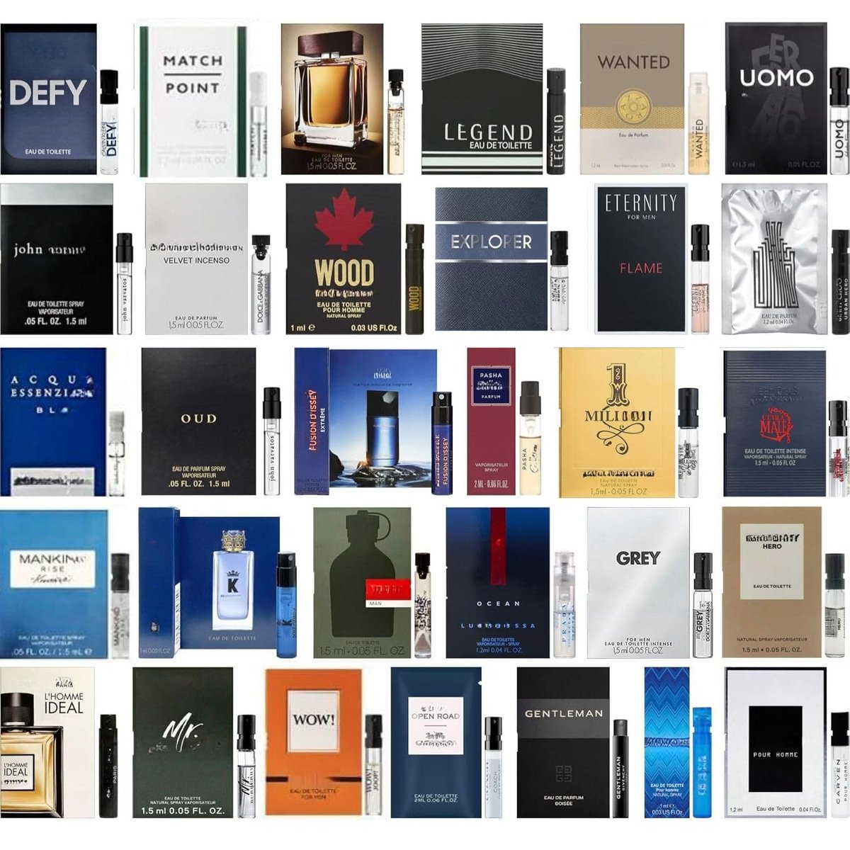 Tradeberry High End Random Selection Designer Fragrance Cologne Sampler Set für Männer - (5 Probenfläschchen)