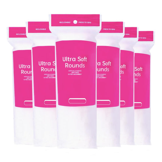 600 Stück Wattepads – 100 Stück (6er Pack) – Weiche, saugfähige, 100% reine Baumwoll-Gesichtspads zum Abschminken, Hautpflege und sanften Gesichtsreinigung – fusselfreie, genähte Pads