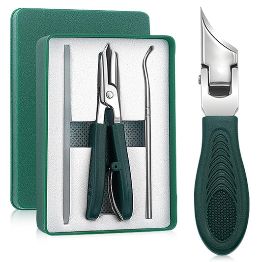 Adler Schnabel Fasen-Nagelknipser, 3-teiliges Set, Langer Griff, Breite Maulöffnung, Spritzschutz, Schrägschneider für Dicke Nägel, Senioren & eingewachsene Nägel (Grün)