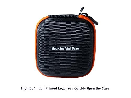 Moyite Insulin Peptid-Vial-Etui für den Kühlschrank mit Logo und Handschlaufe – passt für 5–10 ml Vials, nicht für hohe 10 ml Vials – orange Reißverschluss und schwarz – 7 Vial-Halter