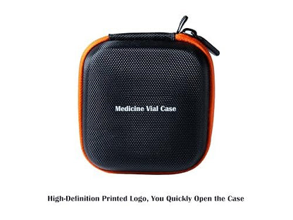 Moyite Insulin Peptid-Vial-Etui für den Kühlschrank mit Logo und Handschlaufe – passt für 5–10 ml Vials, nicht für hohe 10 ml Vials – orange Reißverschluss und schwarz – 7 Vial-Halter