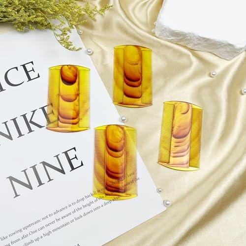 4er-Pack Amber Swirl Feinzahn-Haarkämme aus Kunststoff – Doppelseitiges Pflegewerkzeug