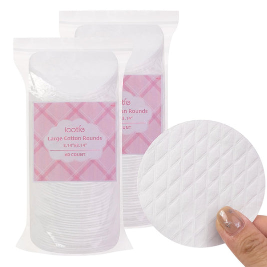 ICOTLE Extra Large Cotton Rounds – 100% reine Baumwollpads, Ø 8 cm, weich & fusselfrei, 120 Stück