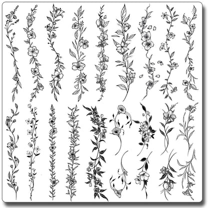 CHARLENT Temporäre Tattoos für Frauen - 49 Stück Linien Blätter Skizze Fake Tattoos für Arm Handgelenk Bein Körper/Realistisch/Lang anhaltend/Wasserdicht