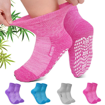 CaiDieNu Rutschfeste Diabetiker-Knöchelsocken: Bambusviskose, nicht einschnürend, Krankenhaus-Socken mit Griff für Damen, Herren, Senioren, Ödeme, 4 Paar, 9-15, Mischfarben, Large