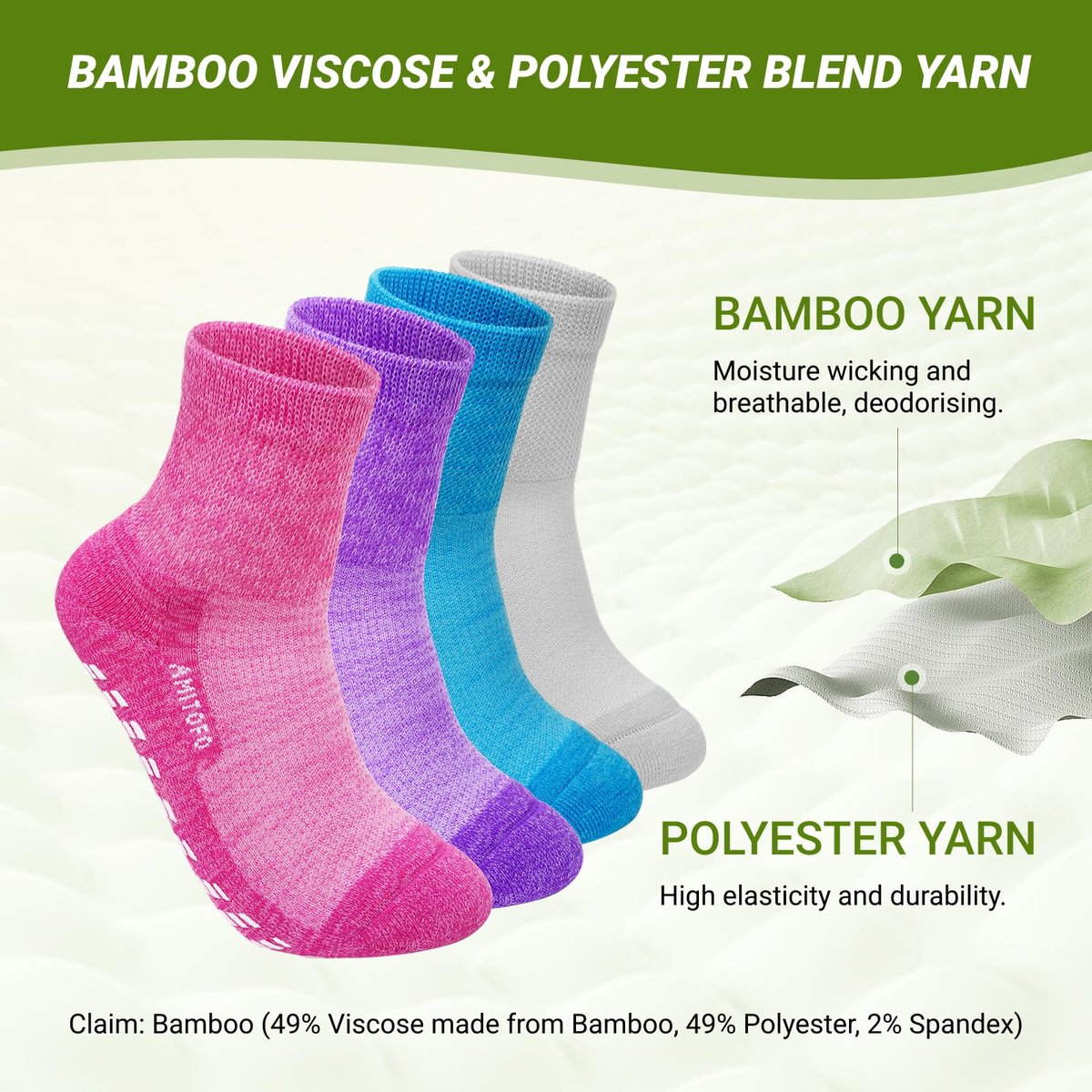 CaiDieNu Rutschfeste Diabetiker-Knöchelsocken: Bambusviskose, nicht einschnürend, Krankenhaus-Socken mit Griff für Damen, Herren, Senioren, Ödeme, 4 Paar, 9-15, Mischfarben, Large