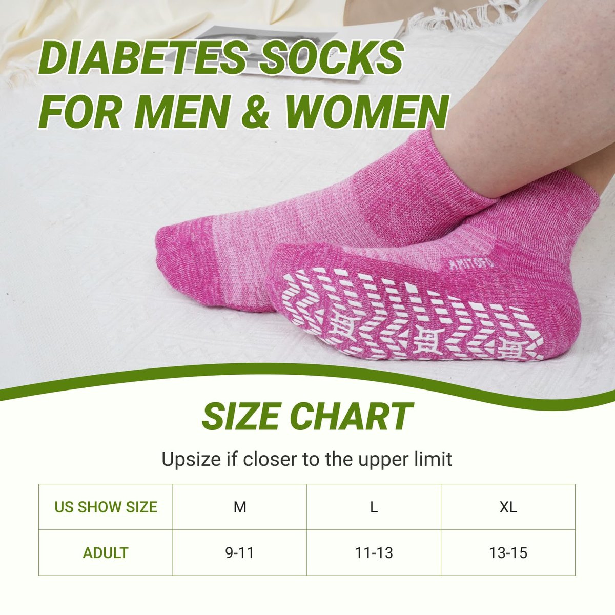 CaiDieNu Rutschfeste Diabetiker-Knöchelsocken: Bambusviskose, nicht einschnürend, Krankenhaus-Socken mit Griff für Damen, Herren, Senioren, Ödeme, 4 Paar, 9-15, Mischfarben, Large