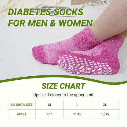 CaiDieNu Rutschfeste Diabetiker-Knöchelsocken: Bambusviskose, nicht einschnürend, Krankenhaus-Socken mit Griff für Damen, Herren, Senioren, Ödeme, 4 Paar, 9-15, Mischfarben, Large