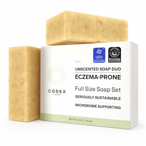Codex Labs Ekzemseife für Kinder & Erwachsene – Duftfreies 2er-Pack | Sheabutter, Olivenöl & Ringelblume | Mikrobiom-unterstützend & pH-ausgeglichen | Klinisch getestet | 8,4 Unzen gesamt
