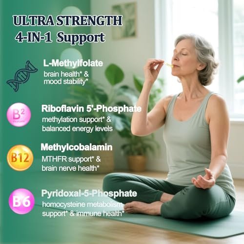 Methylfolat 15 mg plus Methyl B12, B6, B2 Multivitamin – bioaktives 5-MTHF für Stimmung, Homocystein, Methylierung, Kognition, Energie & Nerven – für Erwachsene & Kinder