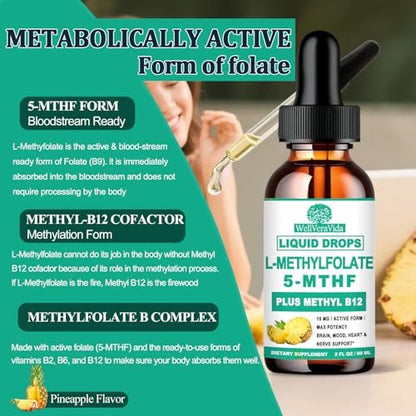 Methylfolat 15 mg plus Methyl B12, B6, B2 Multivitamin – bioaktives 5-MTHF für Stimmung, Homocystein, Methylierung, Kognition, Energie & Nerven – für Erwachsene & Kinder