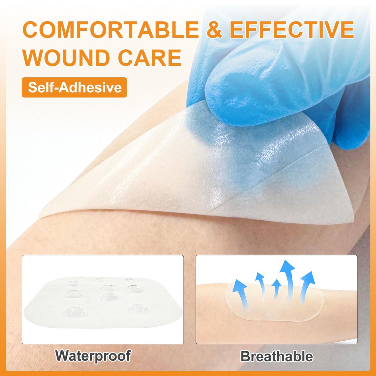 Carbou Hydrokolloid Wundauflage 10x10 cm, 20 Stück einzeln verpackt, selbstklebende, ultra-dünne Hydrokolloid-Bandagen, wasserdicht, saugfähig, für Wundversorgung, Dekubitus, Verbrennungen, Schürfwunden und Blasen