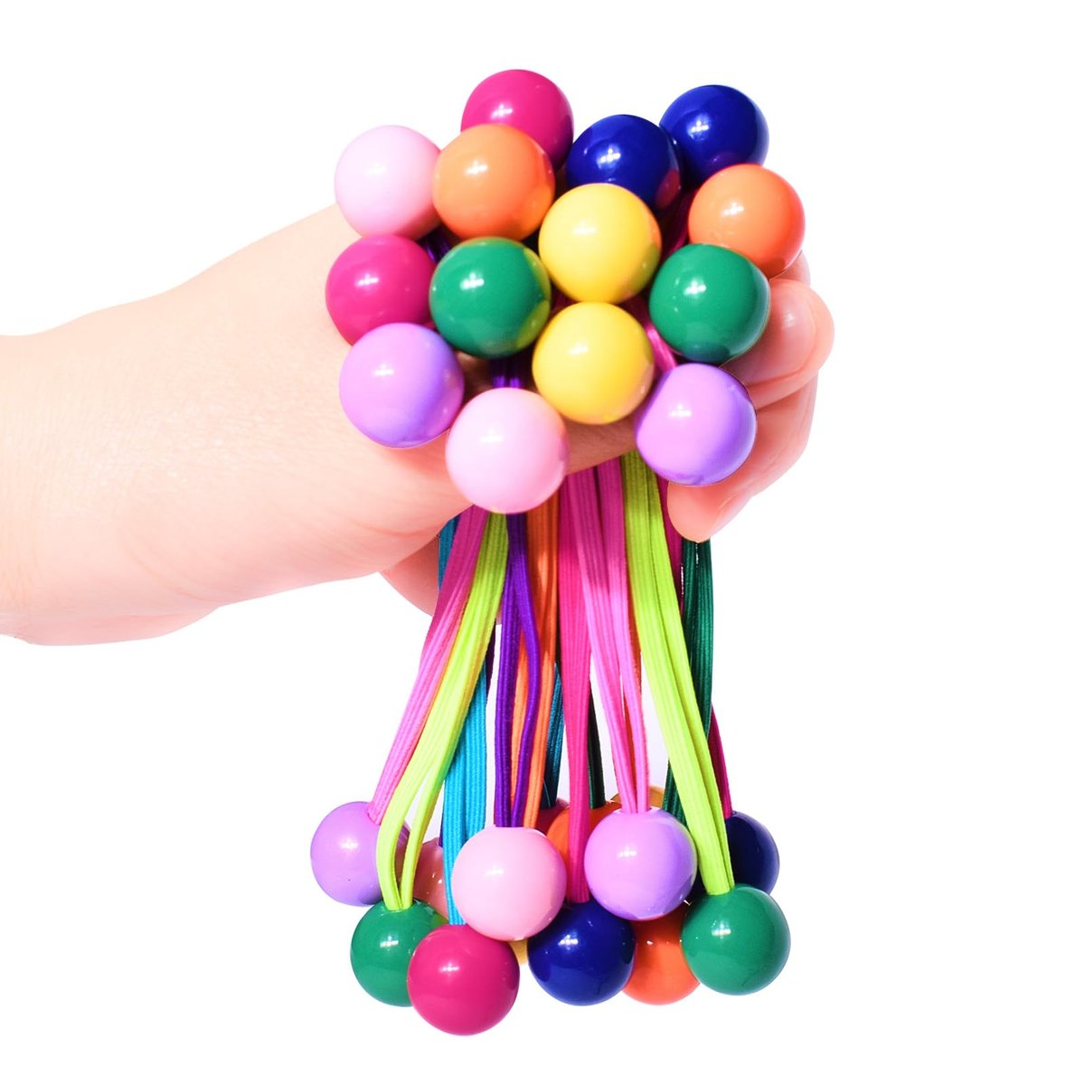 14-teiliges Set mit Kugel-Haargummis für Mädchen, Doppelkugel-Haarbänder, schonende elastische Ponytail-Halter mit bunten Perlen für Kinder, Kleinkinder und Frauen