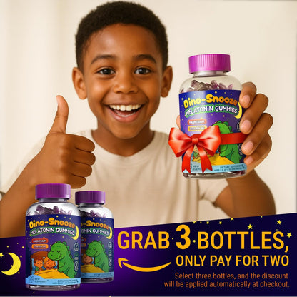 New Elements Melatonin Gummies für Kinder 2mg mit Magnesiumglycinat & Vitamin B6 | Schlafgummis für Kinder | Dinosaurier-förmige Schlafunterstützung | Natürlicher Traubengeschmack | Zuckerfrei | Ohne Gentechnik | Glutenfrei
