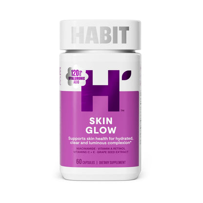 Habit Skin Glow – Unterstützt die Hautgesundheit mit Hyaluronsäure, Vitamin A (Retinol), Vitamin C & E, 60 Kapseln