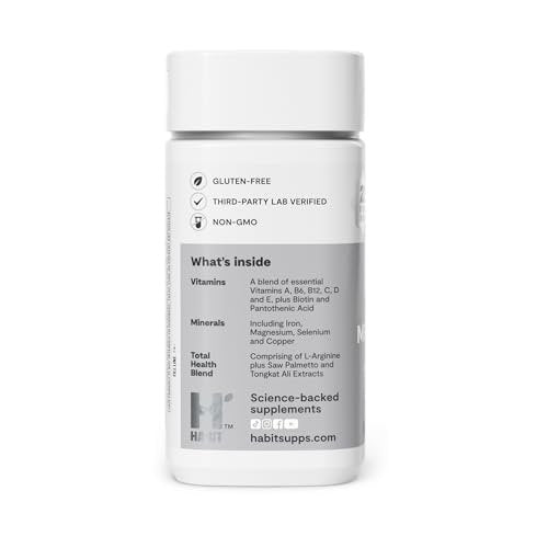 Habit Männermultivitamin – Unterstützt Gesundheit & Wohlbefinden mit Vitaminen A-E, Magnesium, Zink, L-Arginin, 60 Kapseln