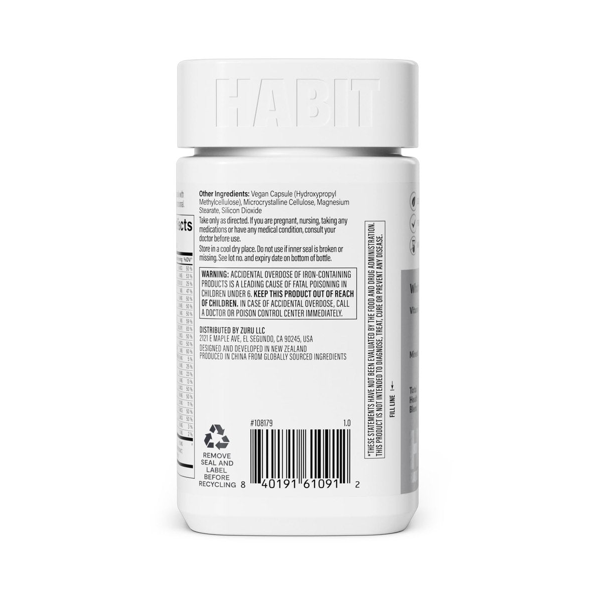 Habit Männermultivitamin – Unterstützt Gesundheit & Wohlbefinden mit Vitaminen A-E, Magnesium, Zink, L-Arginin, 60 Kapseln