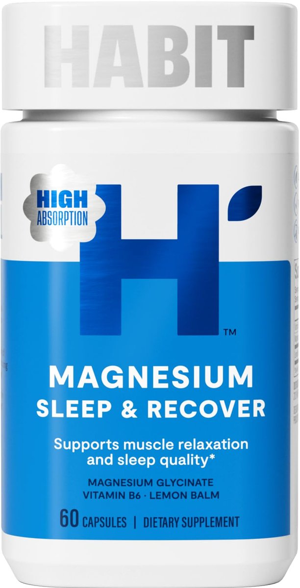 Habit Magnesium Schlaf & Erholung Supplement – Magnesiumglycinat, Vitamin B6, Melisse – 60 Kapseln