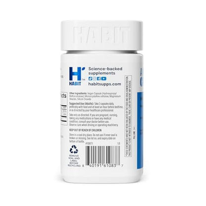 Habit Magnesium Schlaf & Erholung Supplement – Magnesiumglycinat, Vitamin B6, Melisse – 60 Kapseln