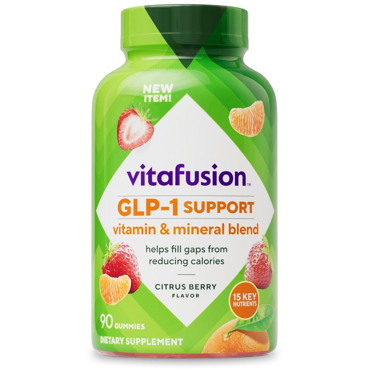 Vitafusion GLP-1 Support Multivitamin, Vitamin- und Mineralstoffmischung, 15 essentielle Nährstoffe, Zitrusbeerengeschmack, 90 Stück, 45-Tage-Vorrat