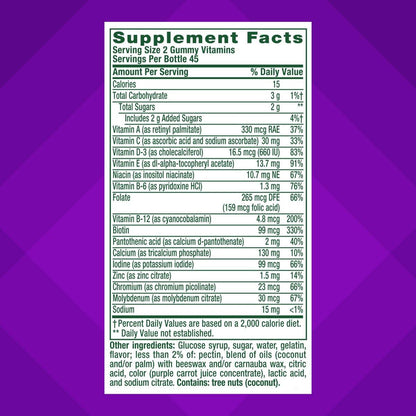 Vitafusion GLP-1 Support Multivitamin, Vitamin- und Mineralstoffmischung, 15 essentielle Nährstoffe, Zitrusbeerengeschmack, 90 Stück, 45-Tage-Vorrat