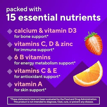 Vitafusion GLP-1 Support Multivitamin, Vitamin- und Mineralstoffmischung, 15 essentielle Nährstoffe, Zitrusbeerengeschmack, 90 Stück, 45-Tage-Vorrat