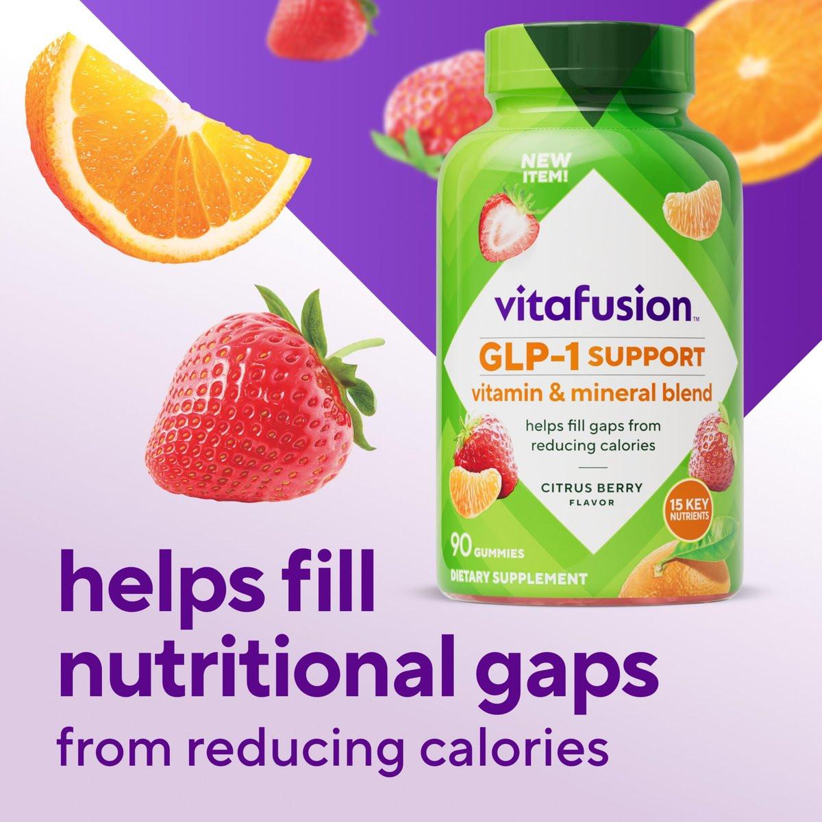 Vitafusion GLP-1 Support Multivitamin, Vitamin- und Mineralstoffmischung, 15 essentielle Nährstoffe, Zitrusbeerengeschmack, 90 Stück, 45-Tage-Vorrat