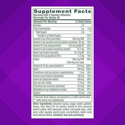 Vitafusion GLP-1 Support Multivitamin, Vitamin- und Mineralstoffmischung, 15 essentielle Nährstoffe, Zitrusbeerengeschmack, 90 Stück, 45-Tage-Vorrat