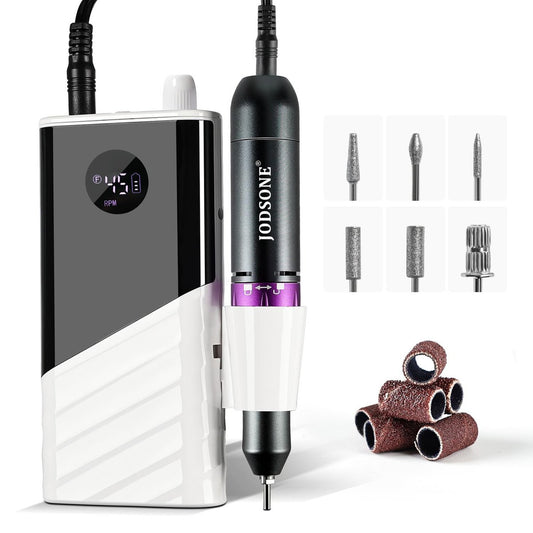 JODSONE Professioneller Nagelbohrer 45000 U/min wiederaufladbare Nagelfeile für Nagelgel-Entfernung, leise, für Zuhause und Salon