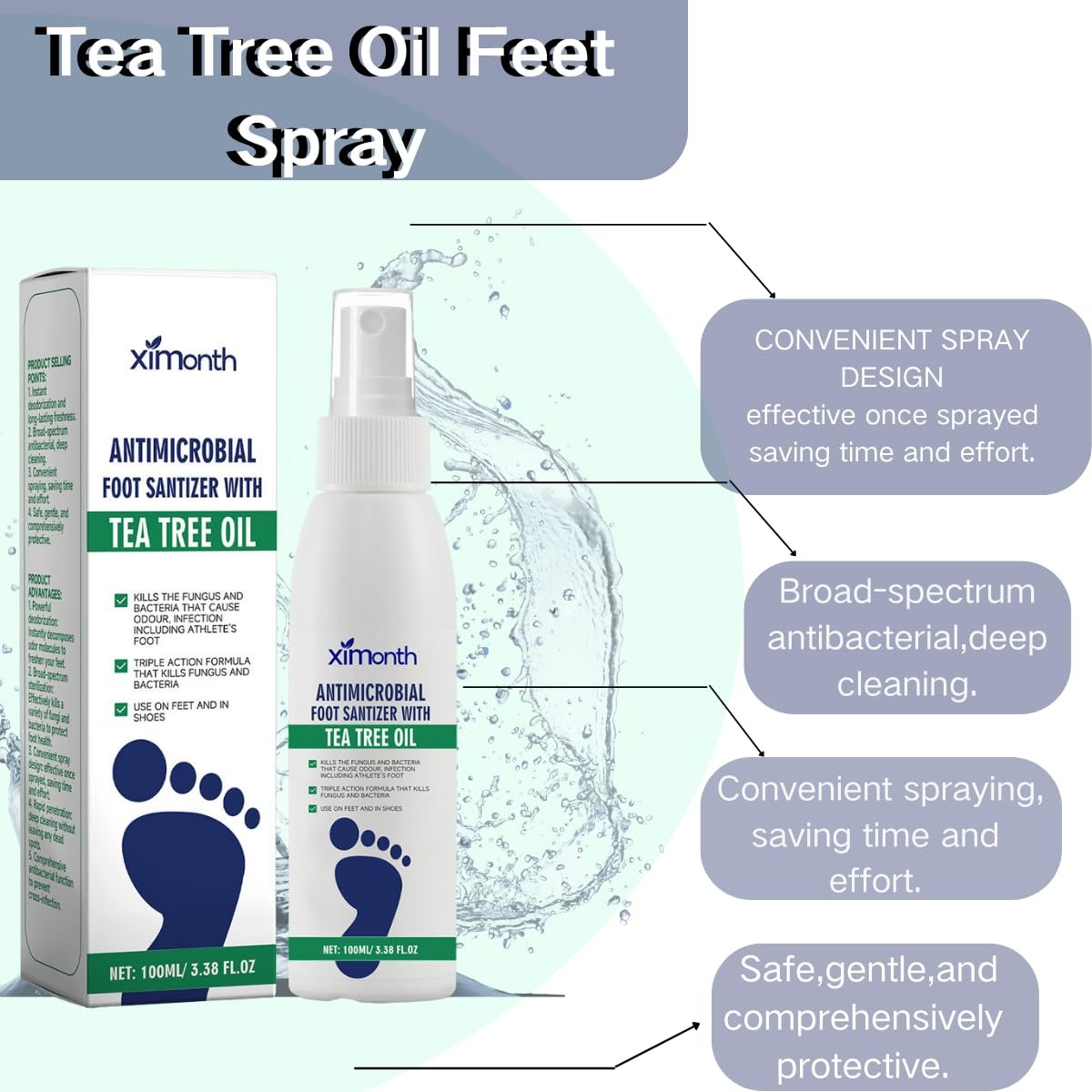 2er-Pack Fußspray mit Teebaumöl – Fuß- und Schuhfrische, schnell trocknend & reisefreundlich (2 Stück)